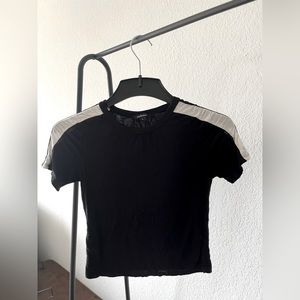 Black and white striped crop top. Small